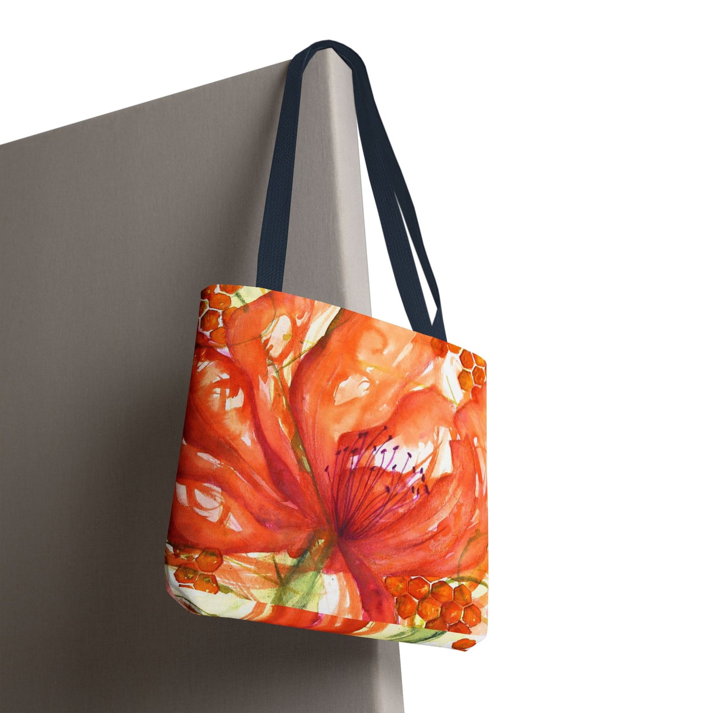 Whimsy Tote Bag — Orange Watercolor Floral All-Over Print