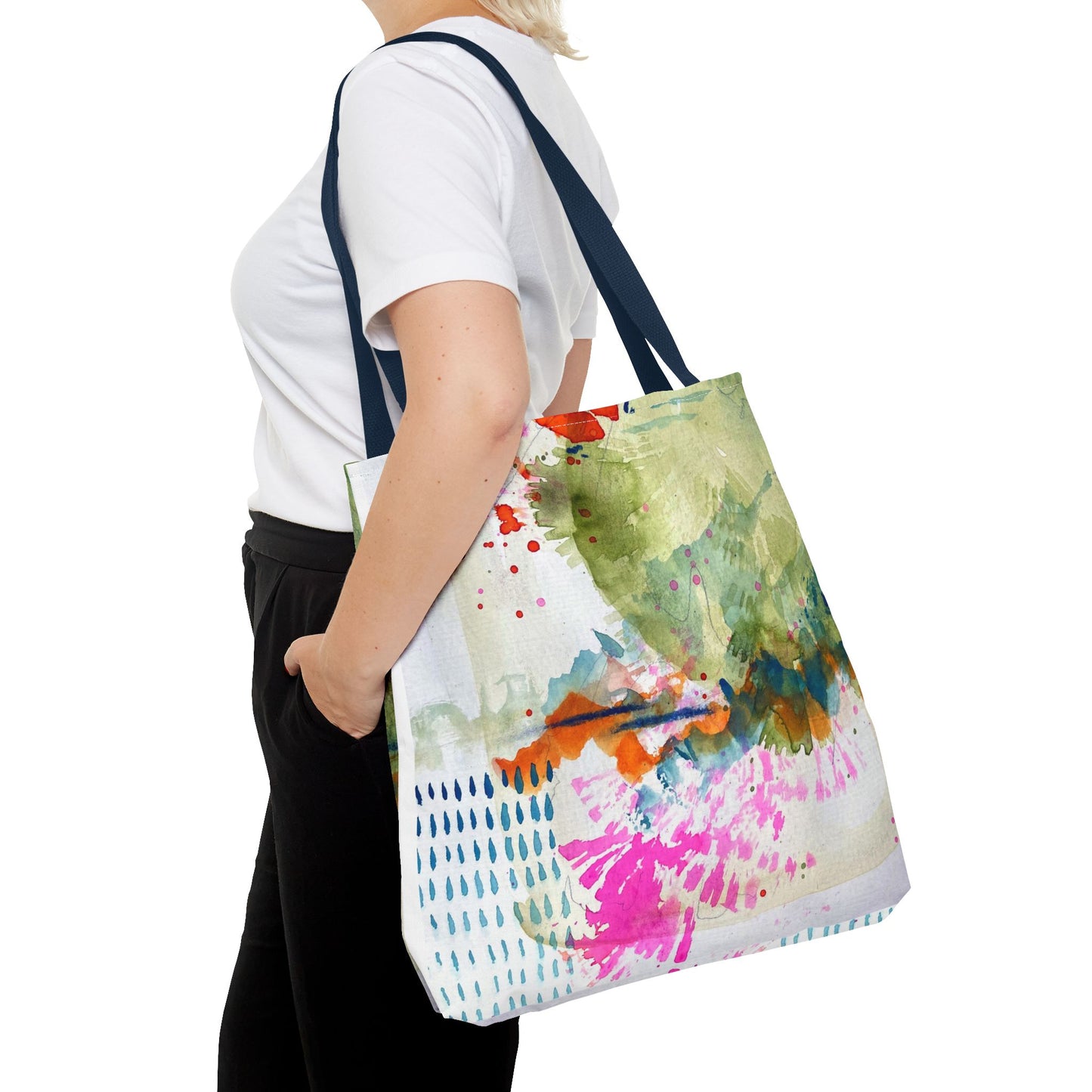 Abstract Watercolor Tote Bag — Colorful Floral Splash All-Over Print