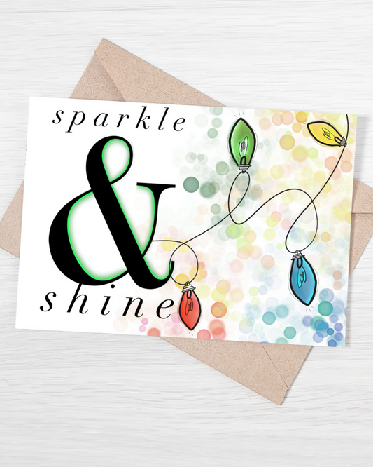 Printable Christmas Card | Watercolor Sparkle & Shine | 5x7 Digital Download | Modern Winter Holiday Greeting Card