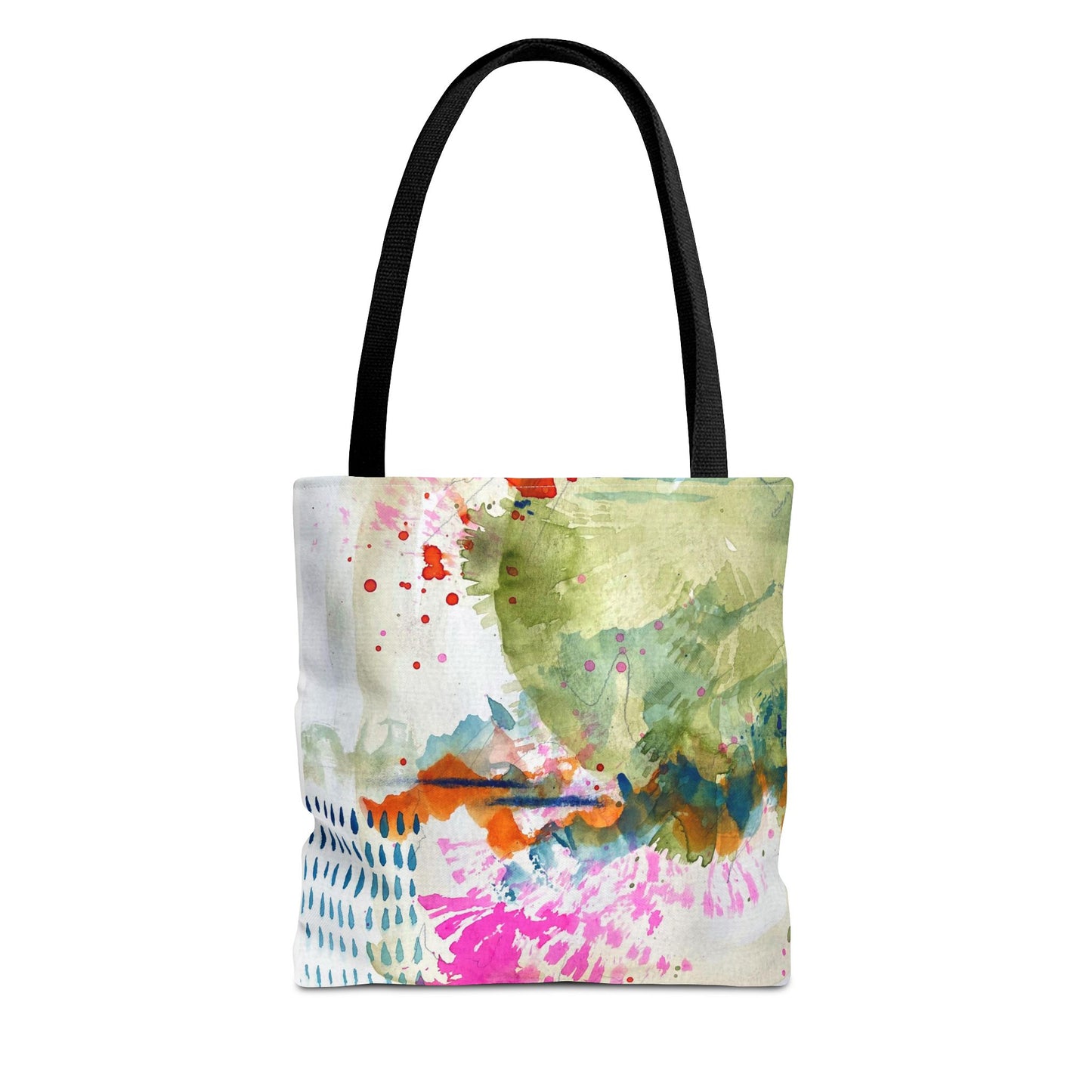 Abstract Watercolor Tote Bag — Colorful Floral Splash All-Over Print