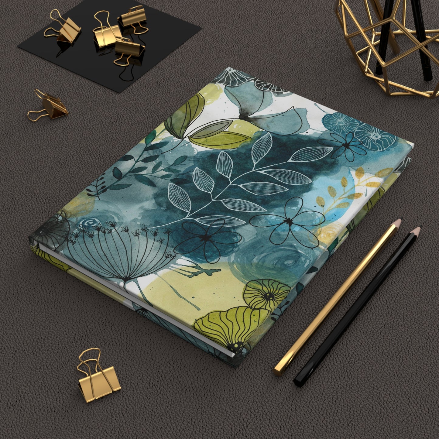 Abstract Blues Hardcover Journal — Nature-Inspired Matte Notebook