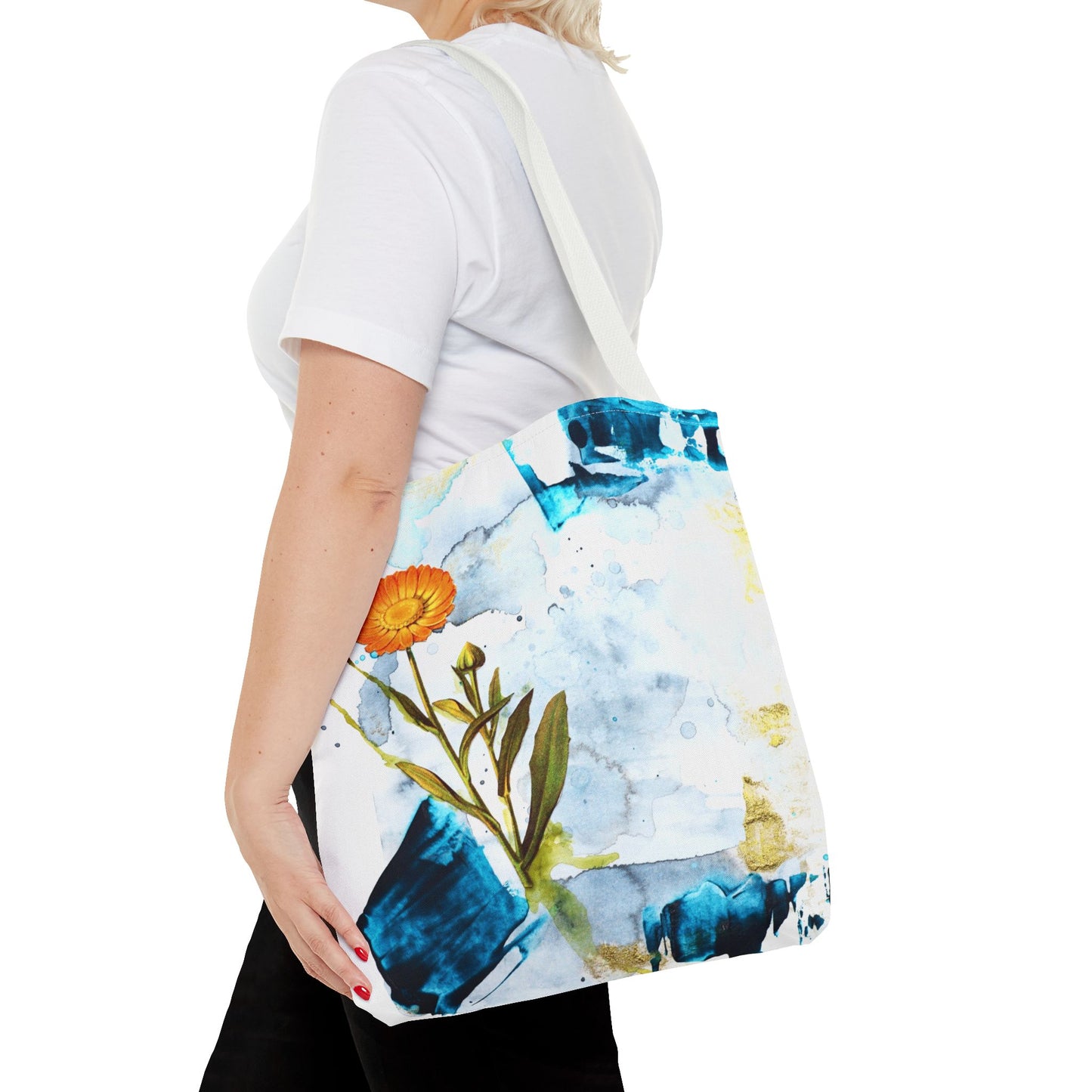 Flowers Out Of The Dark Watercolor Tote Bag — All-Over Print