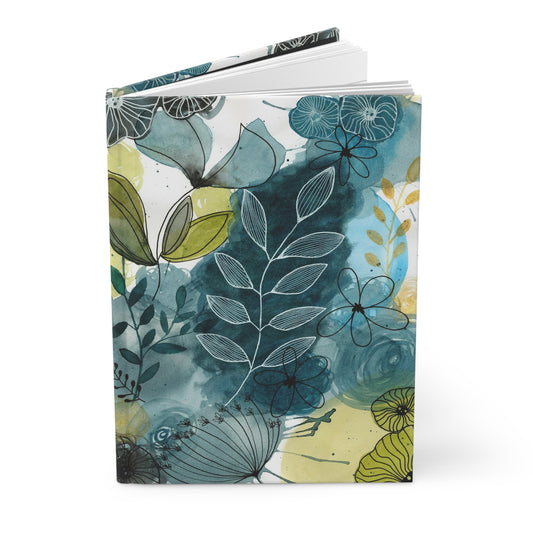 Abstract Blues Hardcover Journal — Nature-Inspired Matte Notebook