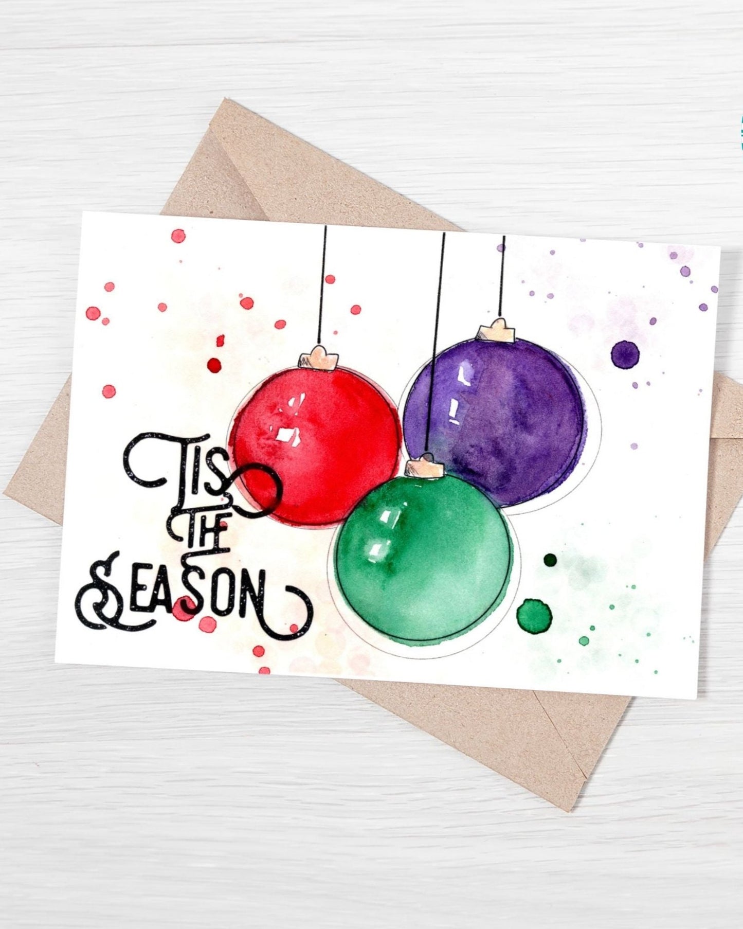 Printable Christmas Card | Watercolor Tis The Season | 5x7 Digital Download | Modern Winter Holiday Greeting Card