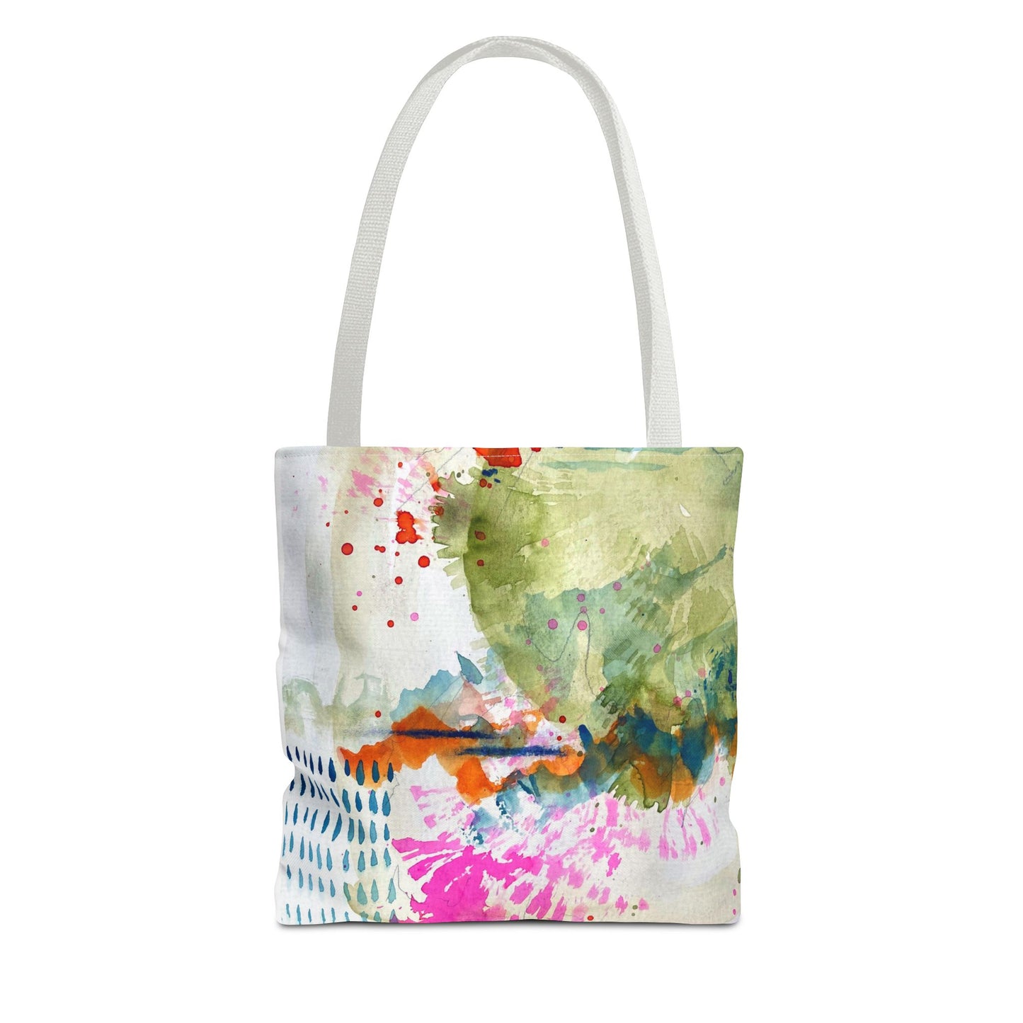Abstract Watercolor Tote Bag — Colorful Floral Splash All-Over Print