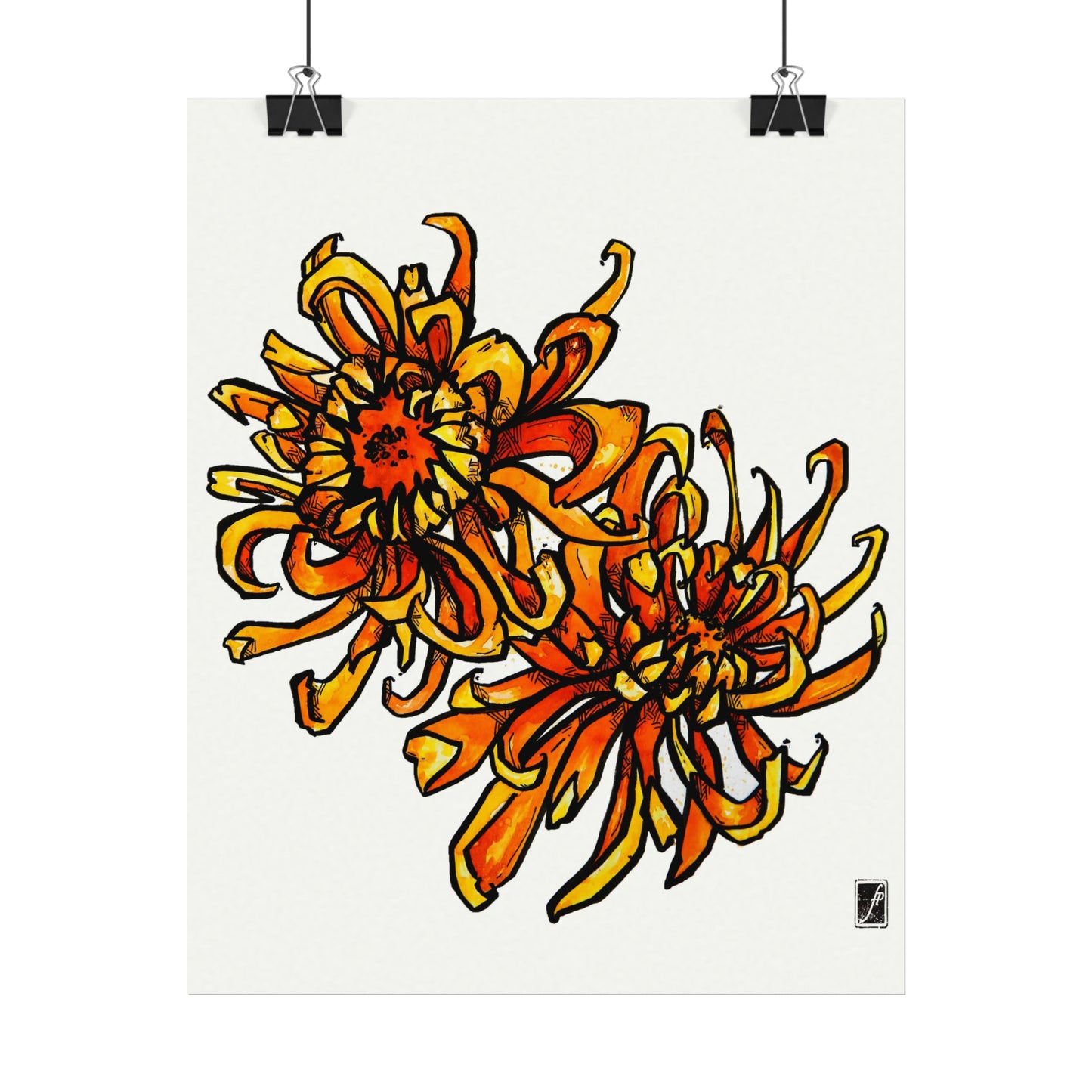 Crisp Chrysanthemum Watercolor Print