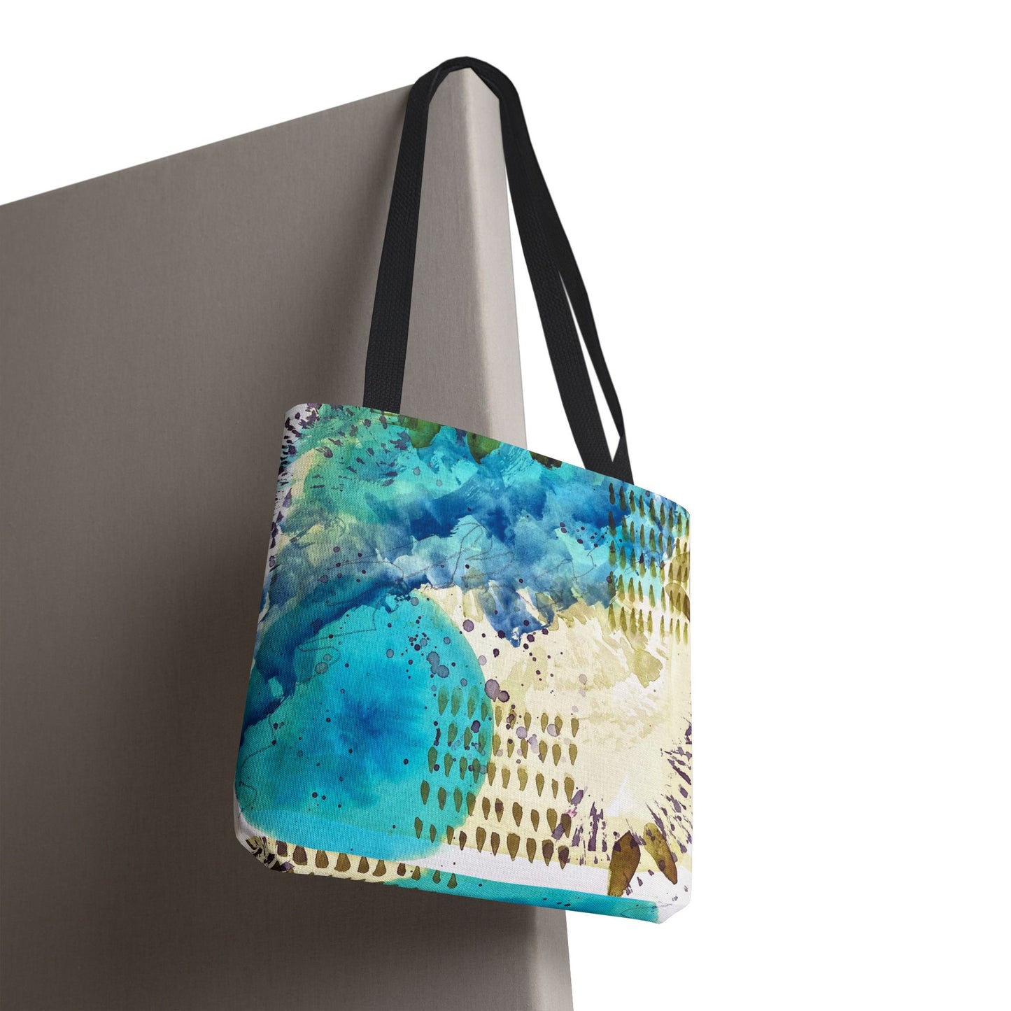 Blue Ocean Abstract Tote Bag – Watercolor Coastal Art Print
