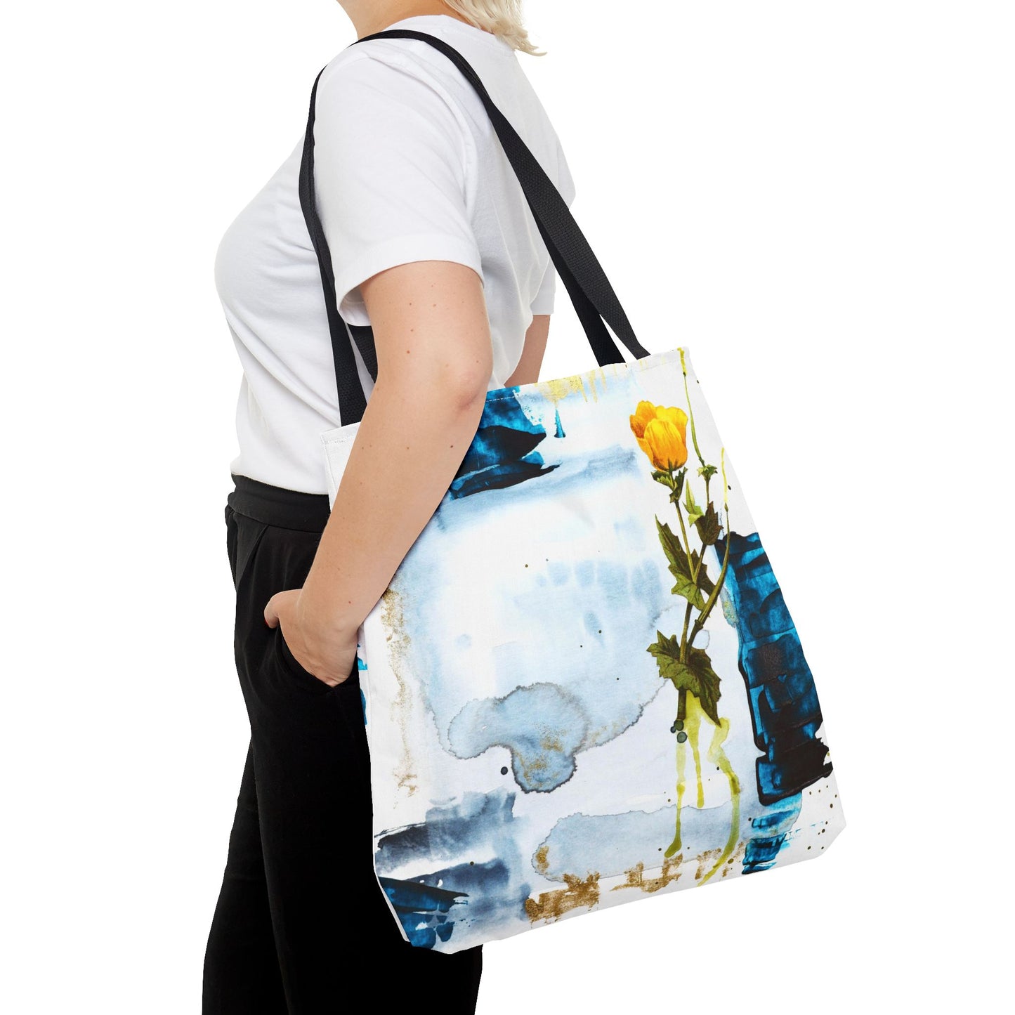 Flowers Out Of The Dark II Watercolor Tote Bag — All-Over Print